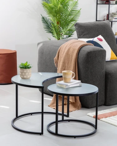 Журнальный стол La Forma (ex Julia Grup) Bast (Черный,Прозрачный/ Металл,Сталь,Стекло)