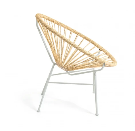 Кресло из ротанга La Forma (ex Julia Grup) Samantha (Белый,Бежевый/ Веревка,Металл,Пластик,Сталь,Искусственный ротанг)