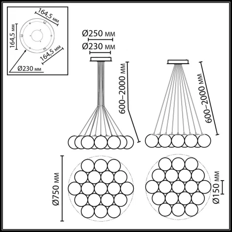 Подвесной светильник Odeon Light Magia 7109/19 металл/стекло/бронза/белый E14 19*5W 220V