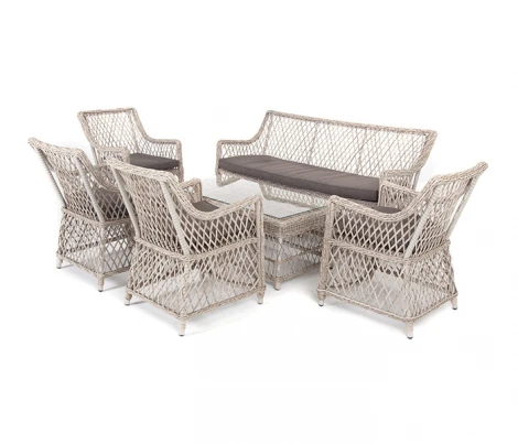 Лаунж-зона из искусственного ротанга на 6 персоны, цвет бежевый 4SIS Асти AS2C4JT-6-SET beige