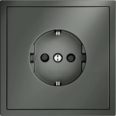 Розетка с заземлением и шторками (титан) Voltum S70 VLS040206