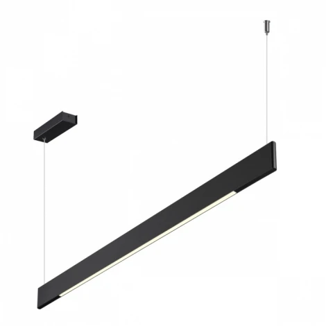 Подвесной линейный светильник Novotech Iter 359546 черный диммир. со сменой цв.темпер. (пульт ДУ/прилож. Smart Life) LED 12/24W 220V 3000-5700К (регулировка яркости, умный дом - Алиса, Tuya Smart, Smart Life, на тросе)