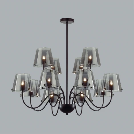Потолочная люстра ярусная на штанге Lumion Smoky 6570/12C черный/дымчатый/металл/стекло G9 12*20W 220V