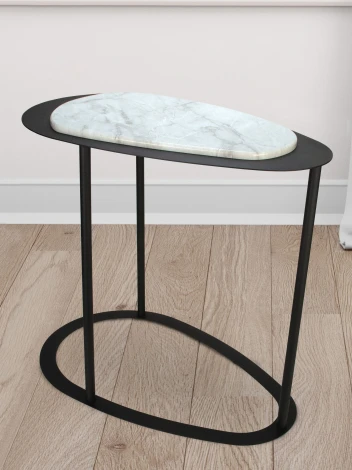 Стол журнальный МеталлАрт М024 белый мрамор/черный Mebelik 009495