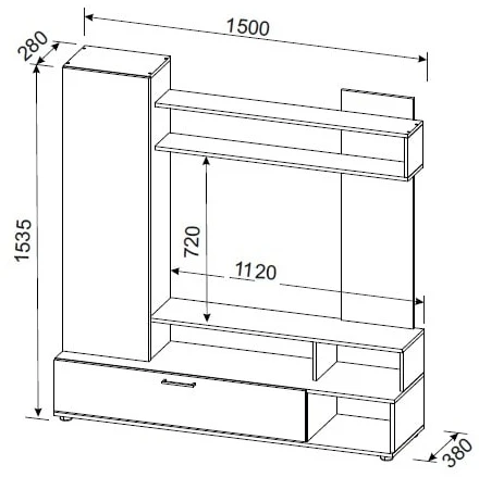 Готовая гостиная Woodville Nigel белый / цемент светлый 499621