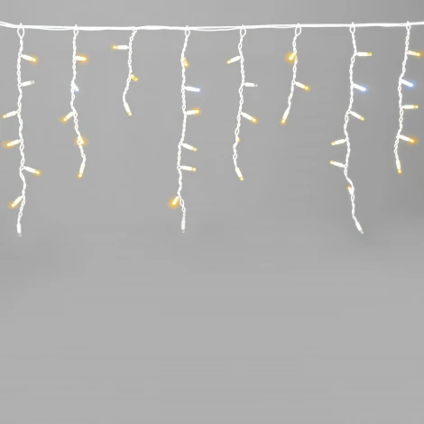 Гирлянда Бахрома 3,1 x 0,5 м желтая с мерцанием белого диода 220В, 120 LED, провод белый каучук, IP65 Laitcom LL120BLW-8-2Y