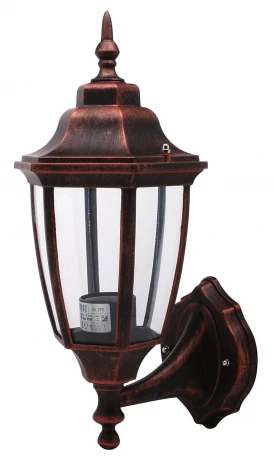 Светильник настенный уличный Horoz Leylak, 1 плафон, медь с черным и прозрачным