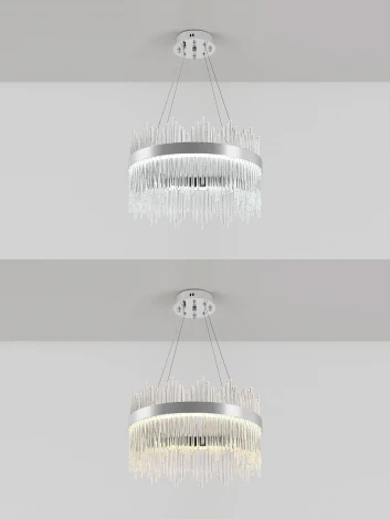 Подвесная люстра с таймером Natali Kovaltseva Smart Нимбы LED LAMPS 81261 (220V, хрусталь, пульт управления, управление смартфоном, на тросе, кольцо)