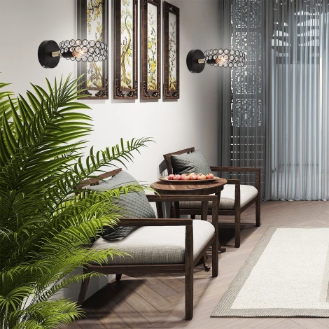 Бра Escada Banjo 679/1A Black 1x60Вт E27, металл/хрусталь, черный/дерево (220V)