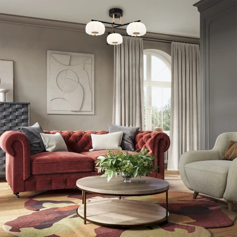 Потолочный светодиодный светильник на штанге Escada Halma 10301/3LED 30Вт, 2305лм, 3000-6000K, Ra>80, изменение цветовой температуры с помощью выключателя, металл/пластик, черный/белый/золото