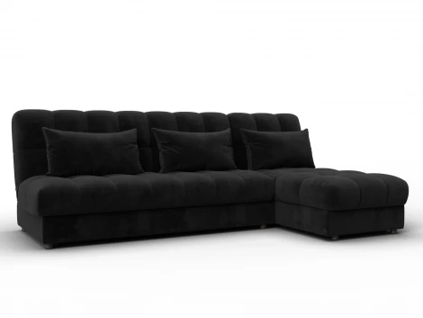 Диван угловой Лига-116 НПБ угол правый (ДСП,ЛДСП,Велюр/Черный) Лига Диванов 136956