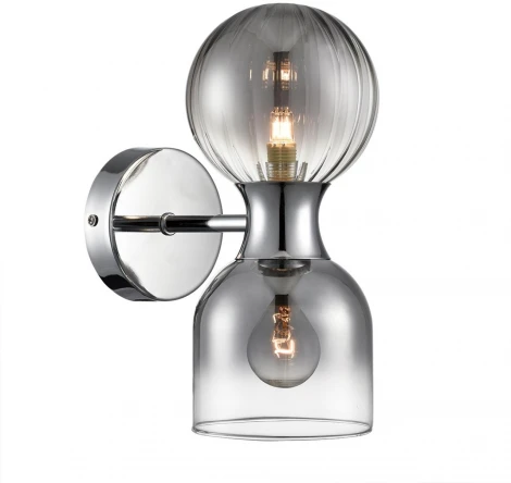 Бра Lumion Tauna 8114/2W хром/дымчатый, металл/стекло G9 30W + E14 40W 220V