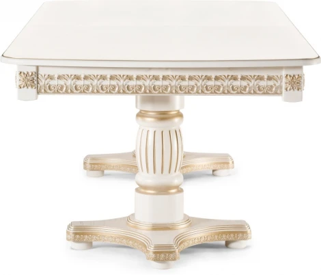 Стол деревянный Woodville Морнит 220(320)х110 слоновая кость / золото