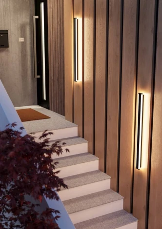 Уличный настенный светильник Eglo Neviano 900678 2X11W (LED), 3000K сталь, черный/пластик, белый