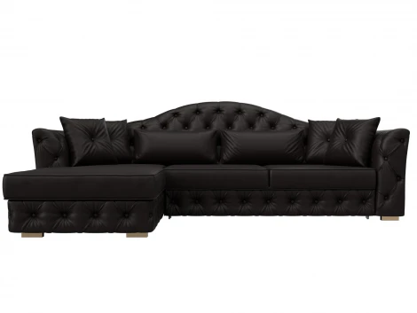 Диван угловой Артис левый угол (Брус,Рейка/Пластик/Экокожа/Коричневый) Лига Диванов 128030L