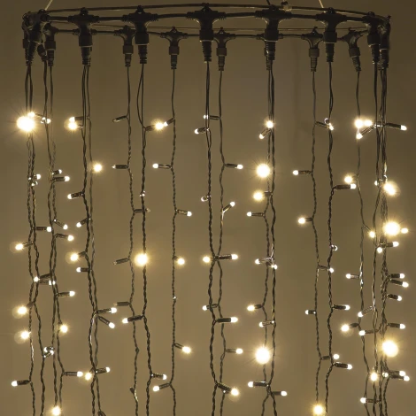 Гирлянда Занавес 2 x 3 м тепло-белый 220В, 600 LED, провод черный каучук 2,3мм, IP65 Laitcom ECO602-1-2WW