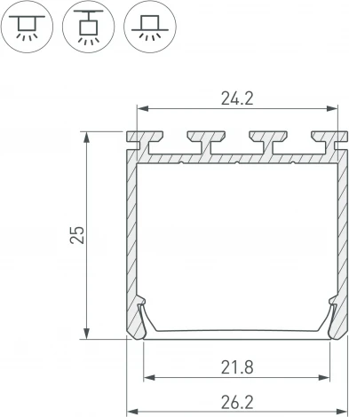 Профиль PLS-LOCK-H25-3000 ANOD (Arlight, Алюминий) 044846