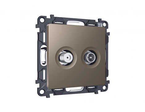 Комплект механизма ТВ-розетки+SAT встраиваемый (темная бронза матовый) Ambrella Volt QUANT MA643310