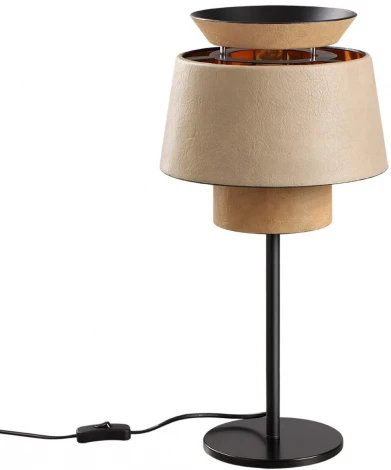 Настольная лампа Odeon Light Kressa 4992/1T PENDANT черный/бежевый/терракотовый/золотой/металл/экокожа E27 1*60W
