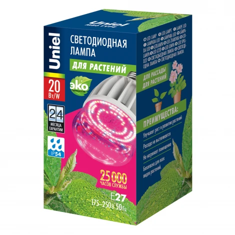 Лампочка светодиодная E27 20W груша прозрачная Uniel LED-M80-20W/SP/E27/CL ALS55WH картон