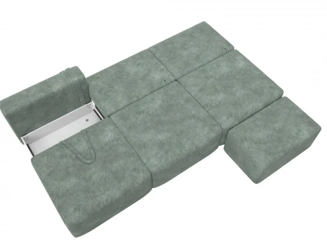 Диван прямой модульный с пуфом Лига-060 НПБ Лонг (ЛДСП,Брус,Фанера/Пластик/Велюр/Зеленый) Лига Диванов 129490