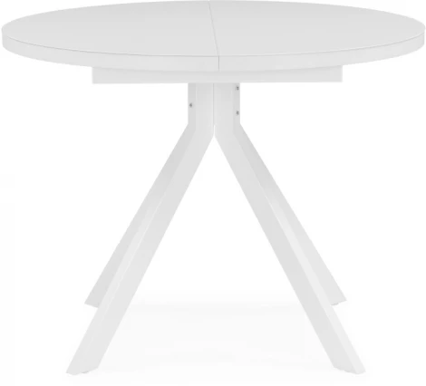 Стол стеклянный Веллор 100(135)х100х78 белый 502176 Woodville