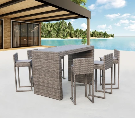 Барный комплект плетеной мебели T390GD/Y390G-W78_6Pcs Grey Afina