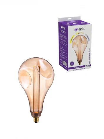 Лампочка светодиодная прозрачная/бежевая груша E27 4W Hiper Vein HL-2248