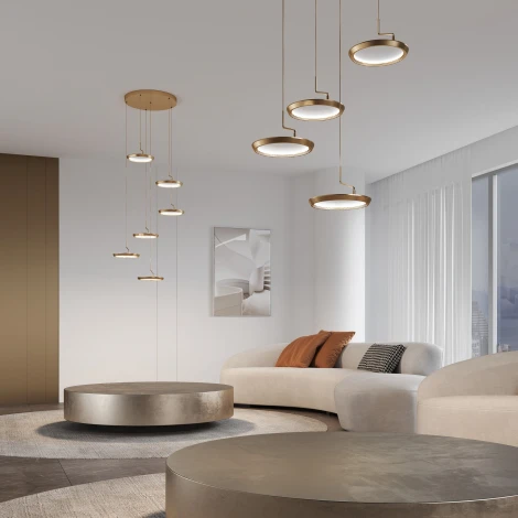 Подвесной светильник каскадный Eurosvet Crespella 90034/6 золото (LED, 220V, на проводе)