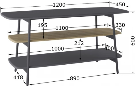 Тумба под ТВ Калифорния Юкон Графит/дуб сонома 9557096301
