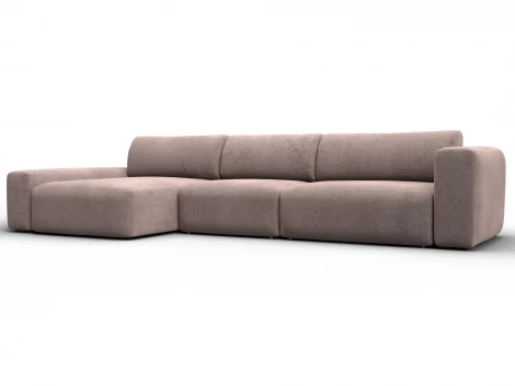 Диван угловой Лига-066 НПБ Лонг угол левый (ЛДСП,Фанера,Брус,Велюр/Бежевый) Лига Диванов 131226L