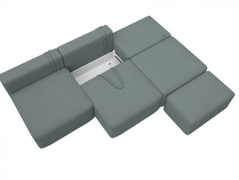 Диван прямой модульный с пуфом Лига-060 НПБ Лонг (ЛДСП,Брус,Фанера/Пластик/Рогожка/Серый) Лига Диванов 129710