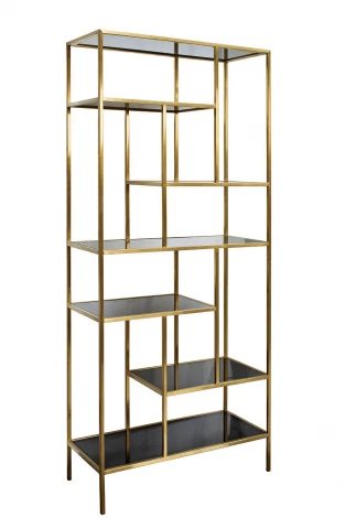 46AS-SH1452-GOLD Стеллаж золотистый/темн.ст. 80*35*180см Garda Decor