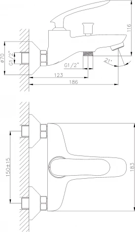 Смеситель Rush Island IS6535-44 для ванны с душем