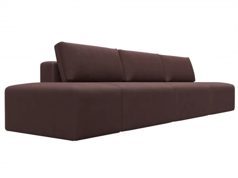 Диван прямой модульный с пуфом Лига-060 НПБ Лонг (ЛДСП,Брус,Фанера/Пластик/Замша/Бордовый) Лига Диванов 129484