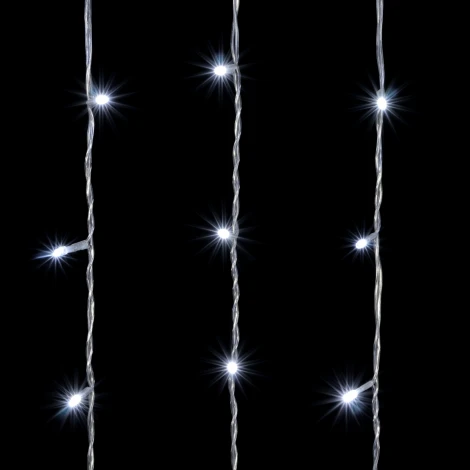 Гирлянда Занавес 2 x 3 м Белый с Мерцанием Белого Диода 220В, 600 LED, Провод Прозрачный ПВХ, IP54
