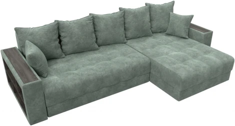 Диван угловой с декором и полкой Лига-050 НПБ Лига Диванов (Велюр) арт.128599
