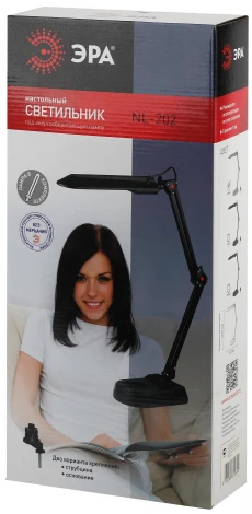 Офисная настольная лампа на струбцине Эра NL-202-G23-11W-BK (220V, выключатель)