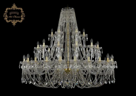Подвесная большая люстра Art Classic 11.21 11.21.24+12+6.460.3d.Gd.Sp (220V, на цепи, подсвечник, свеча)