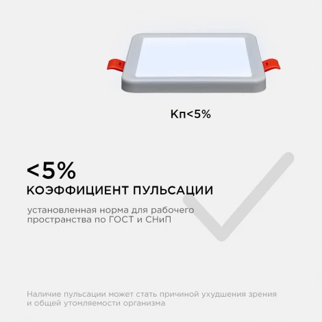 Встраиваемый светильник светодиодный с регулировкой под посадочное отверстие 6Вт 500лм 6500К квадратная, драйвер на корпусе OGM LP-15