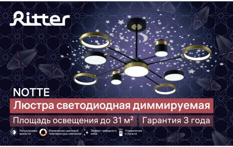 Потолочная люстра на штанге светодиодная с ДУ Ritter Notte 51630 3