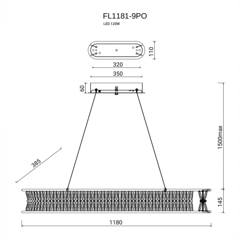 Подвесная люстра светодиодная Fluorite Sacrement FL1181-9PO