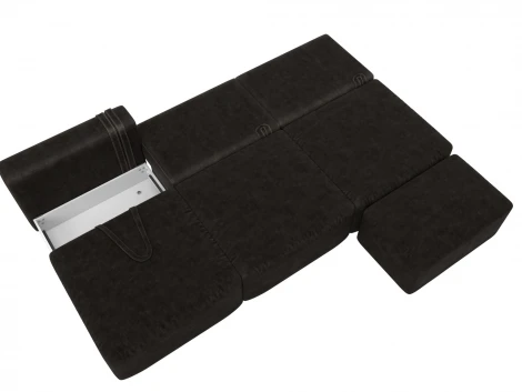 Диван прямой модульный с пуфом Лига-060 НПБ Лонг (ЛДСП,Брус,Фанера/Пластик/Велюр/Коричневый) Лига Диванов 129492