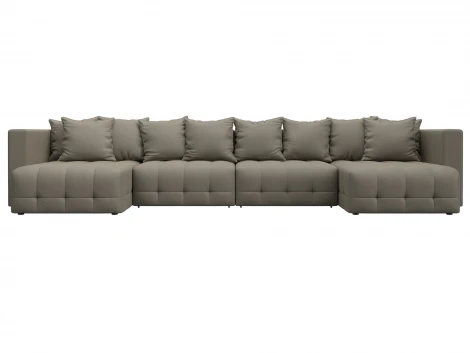 Диван П-образный Лига-052 НПБ Лонг (ЛДСП,Брус,Фанера/Пластик/Экокожа/Бежевый) Лига Диванов 129918