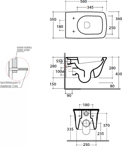Унитаз подвесной Globo Relais RES02.BI