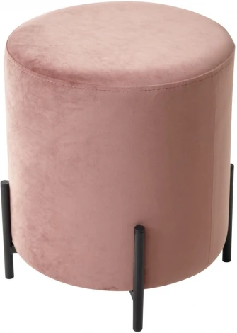 Пуф для гостиной ФЕЛИКС круглый розовый #15, велюр / черный каркас М-City