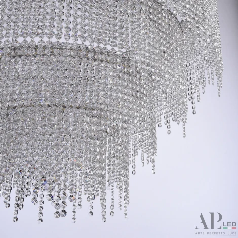 Подвесная люстра каскадная хрустальная светодиодная APL LED Sicilia SH02.93.4D.B.Ni.4000 (220V, на тросе)