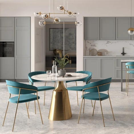 Комплект из 4-х стульев Turin бирюзовый с золотыми ножками Bradexhome арт.FR 0160K