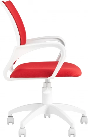 Кресло офисное Topchairs ST-BASIC-W спинка белая сетка сиденье красная ткань крестовина белый пластик УТ000036063