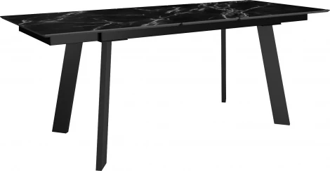 Стол DikLine DKH160, керамика 160(200)х90, мрамор черный матовый, опоры черные (2 уп.) арт.00-00075521